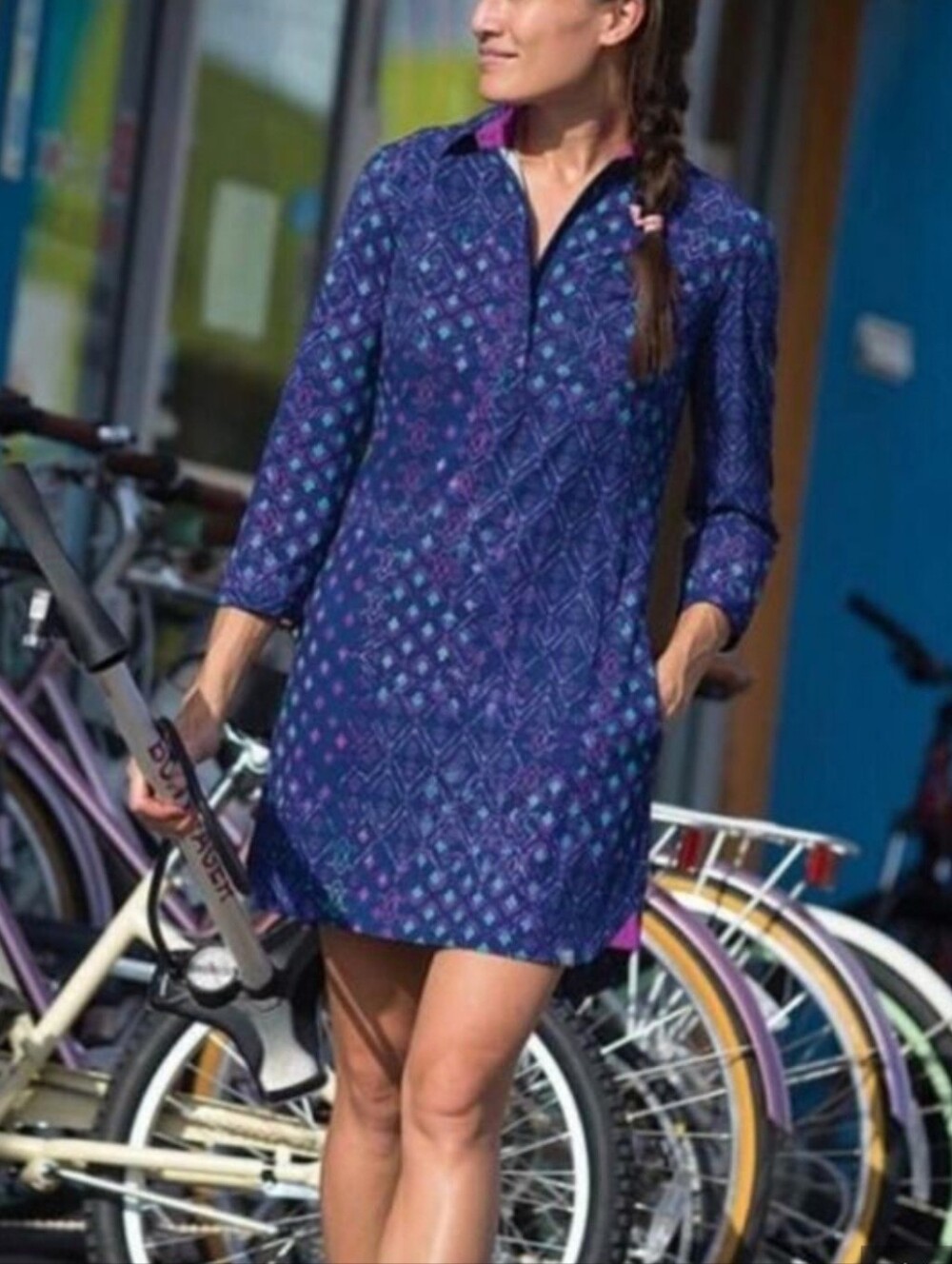 Title Nine Adventurista Dress 1/4 Zip Athletic EUC Stretch Pockets Collared S